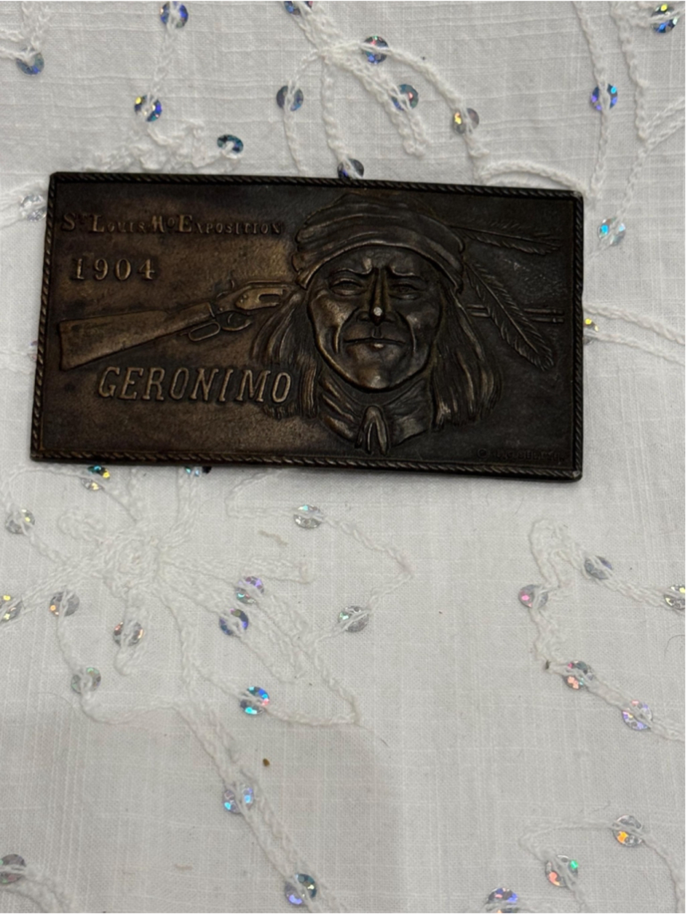 Vintage Bergamot Brass Works Geronimo Belt Buckle | St. Louis Exposition 1904 |